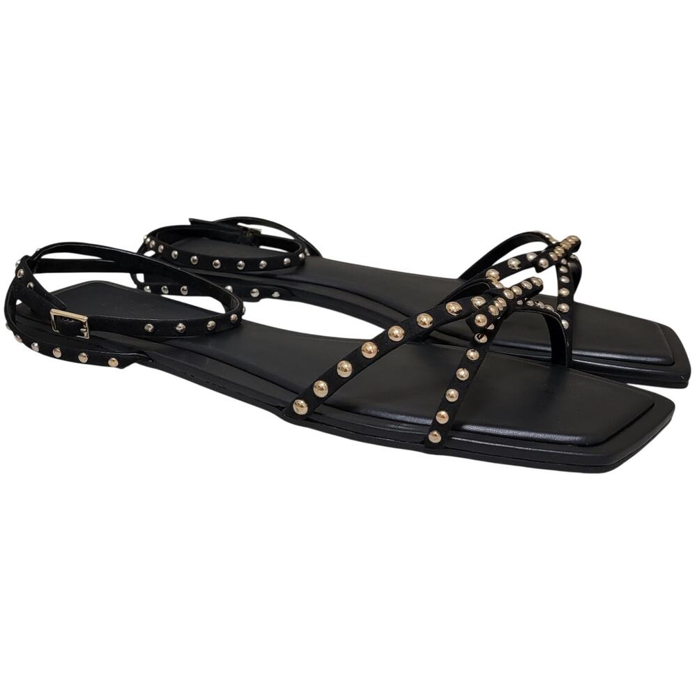 INC INTL Concepts Women Yarina Flat Ankle Strap Sandal Size US 11M Black Studded